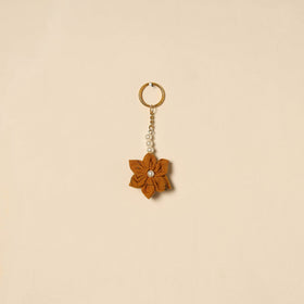 Beaded fabart flower keychain 31 - handcrafted