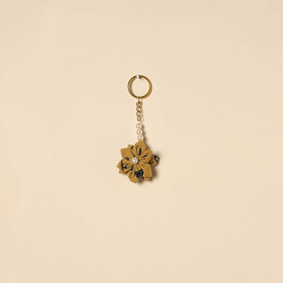 Beaded fabart flower keychain 39 - handcrafted