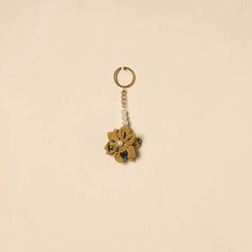 Beaded fabart flower keychain 39 - handcrafted
