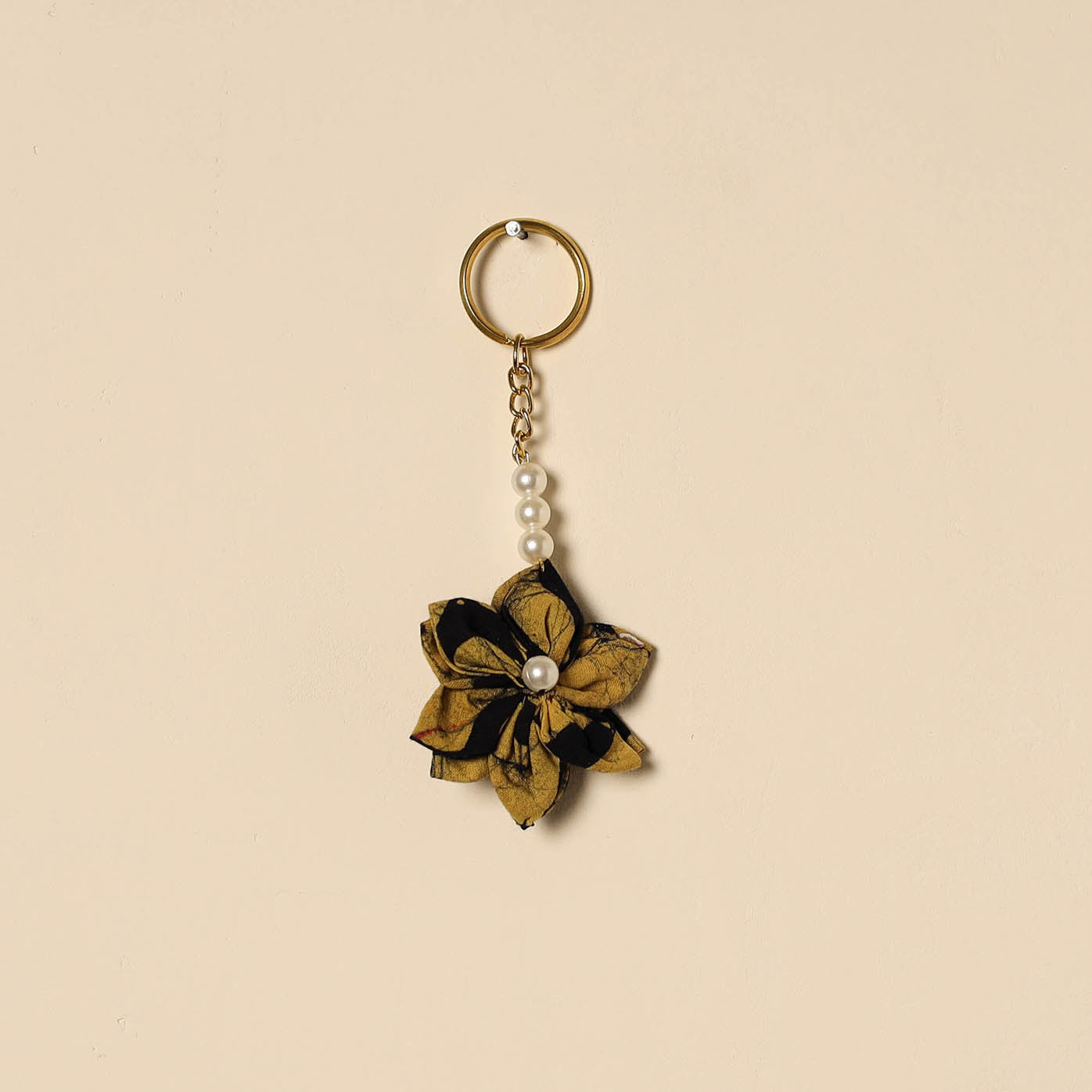 Beaded fabart flower keychain 55 - handcrafted