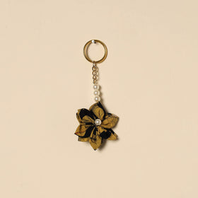 Beaded fabart flower keychain 55 - handcrafted