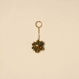Beaded fabart flower keychain 62 - handcrafted