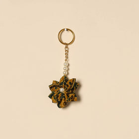 Beaded fabart flower keychain 62 - handcrafted