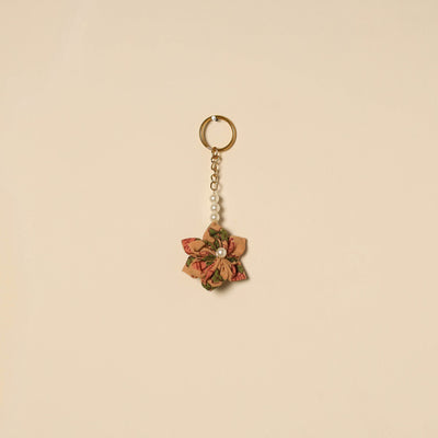 Beaded fabart flower keychain 64 - handcrafted