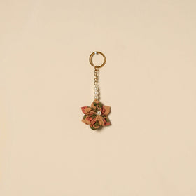 Beaded fabart flower keychain 64 - handcrafted