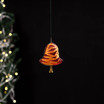 Yellow - bell - hand embroidered felt christmas decor