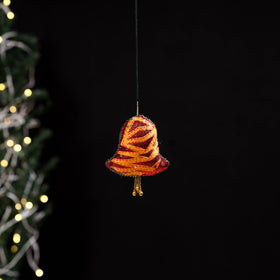 Yellow - bell - hand embroidered felt christmas decor