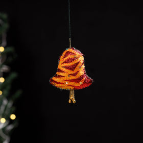 Yellow - bell - hand embroidered felt christmas decor