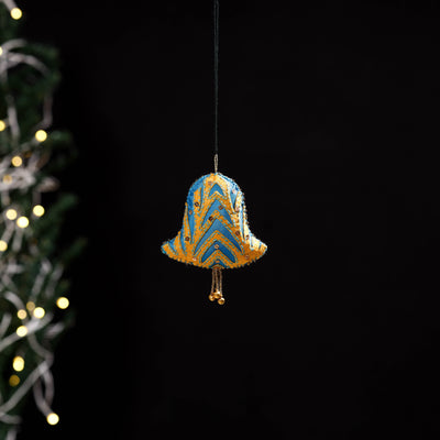 Yellow - bell - hand embroidered felt christmas decor