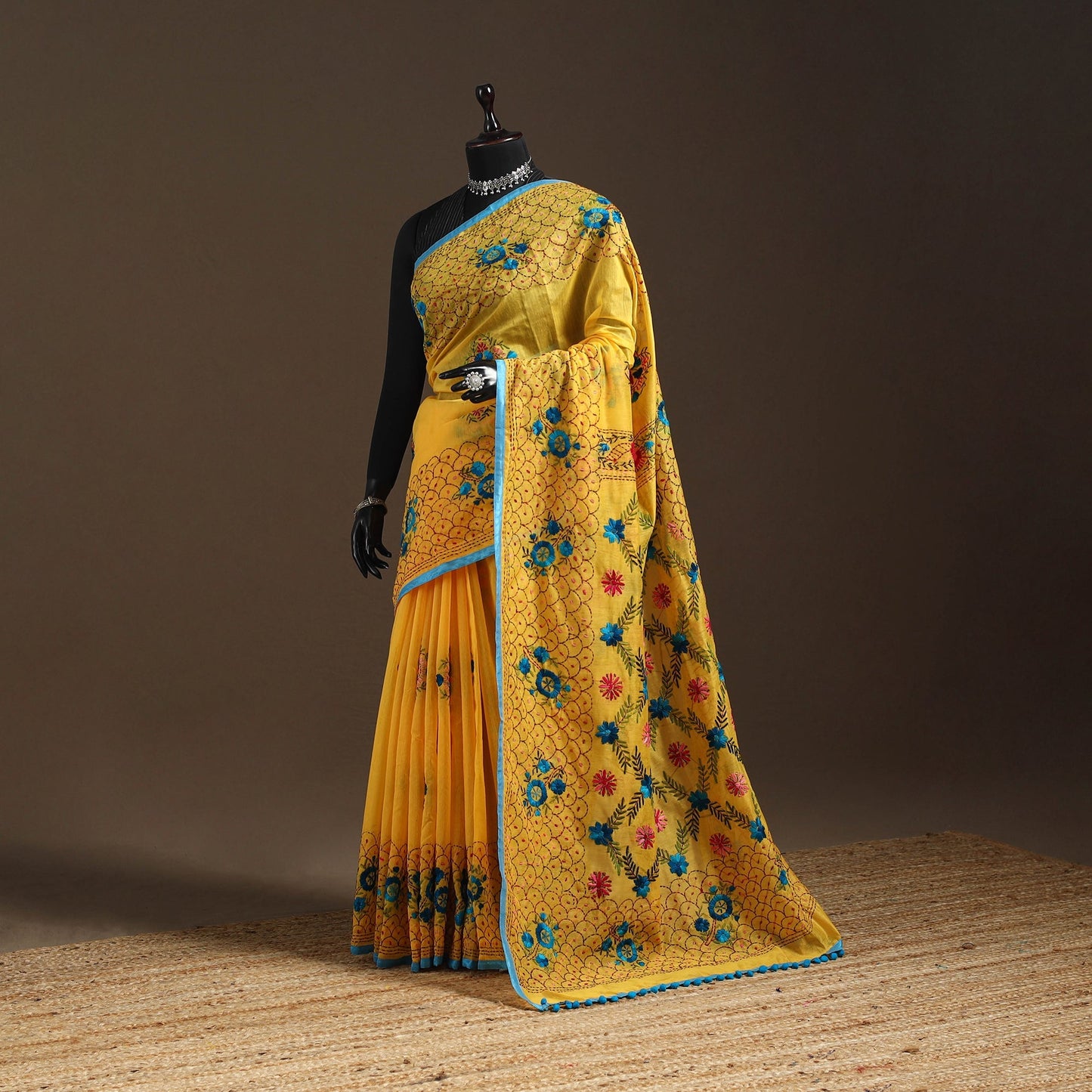 Bengal chanderi silk hand embroidered saree 22 - handcrafted