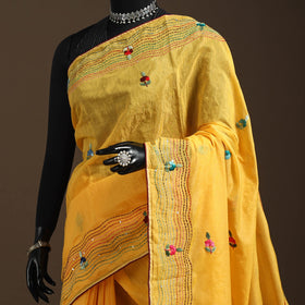 Bengal chanderi silk hand embroidered saree 34 - handcrafted