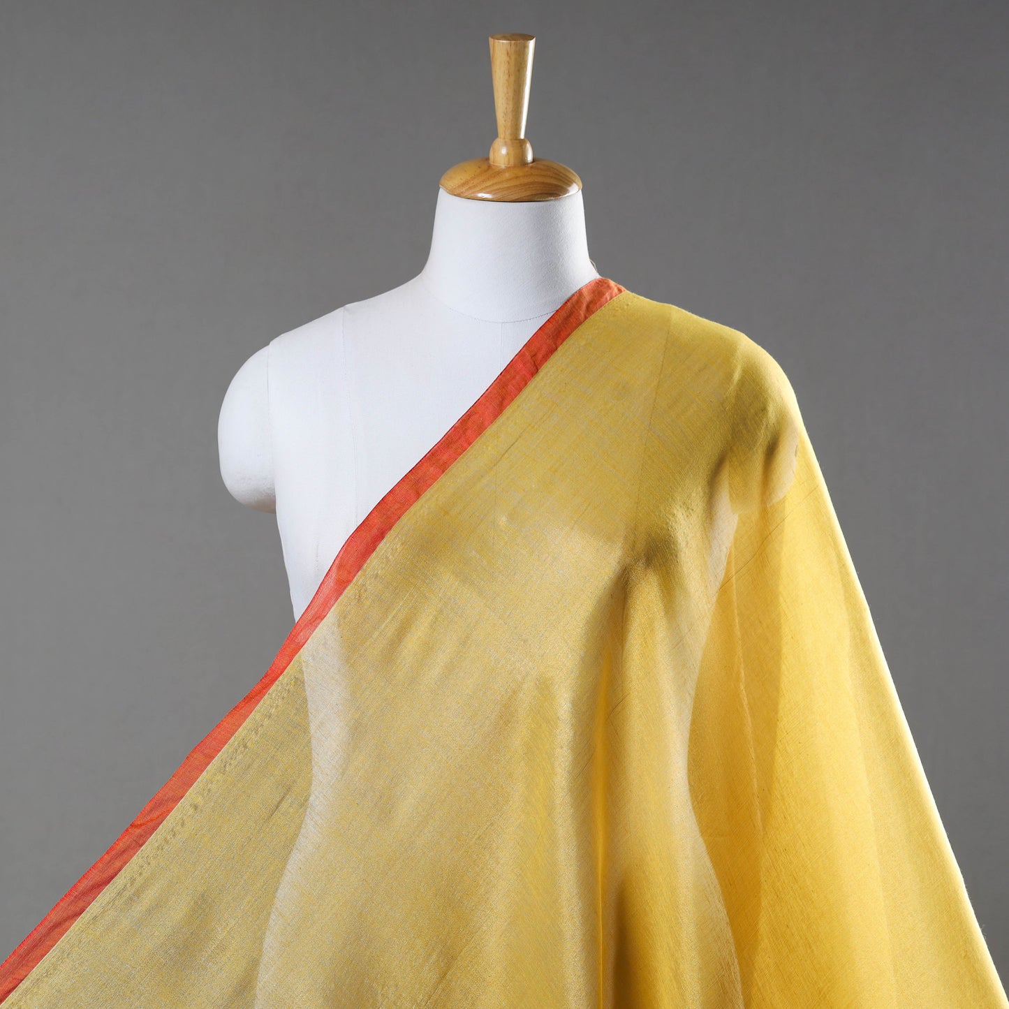 Buy Yellow Bengal Fine Tissue Zari Plain Fabric