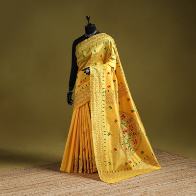 Bengal hand embroidery silk nakshi kantha saree 14