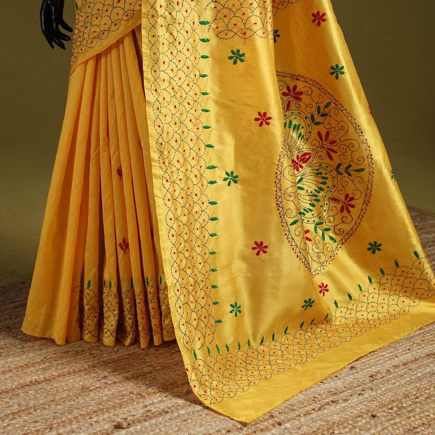 Bengal hand embroidery silk nakshi kantha saree 14