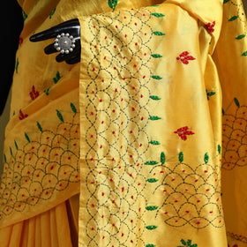 Bengal hand embroidery silk nakshi kantha saree 14