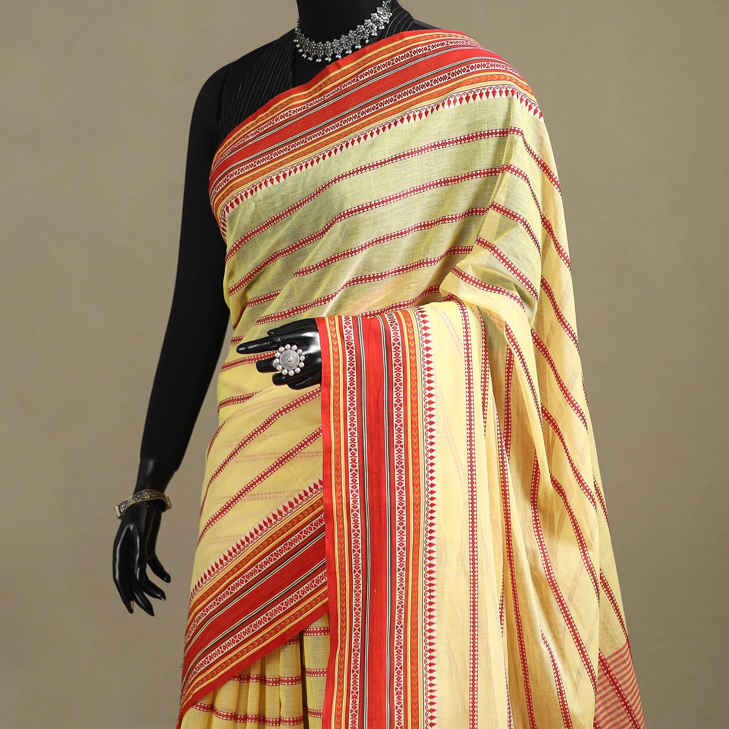 Yellow - bengal handwoven cotton begumpuri saree 03