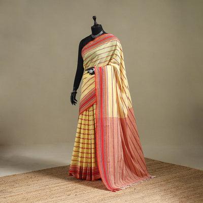 Yellow - bengal handwoven cotton begumpuri saree 03