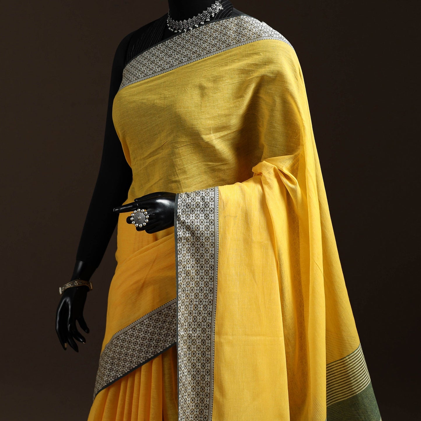 Yellow - bengal handwoven cotton begumpuri saree 05