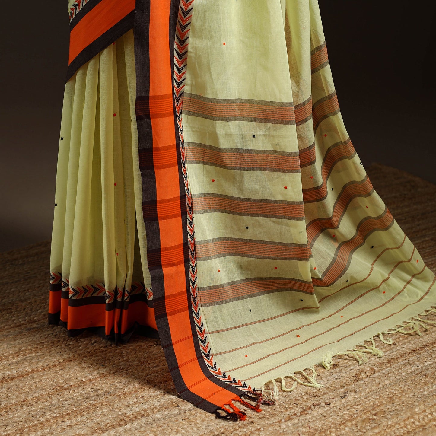 Yellow - bengal handwoven cotton begumpuri saree 11