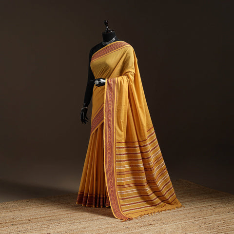 Yellow - bengal handwoven cotton begumpuri saree 15