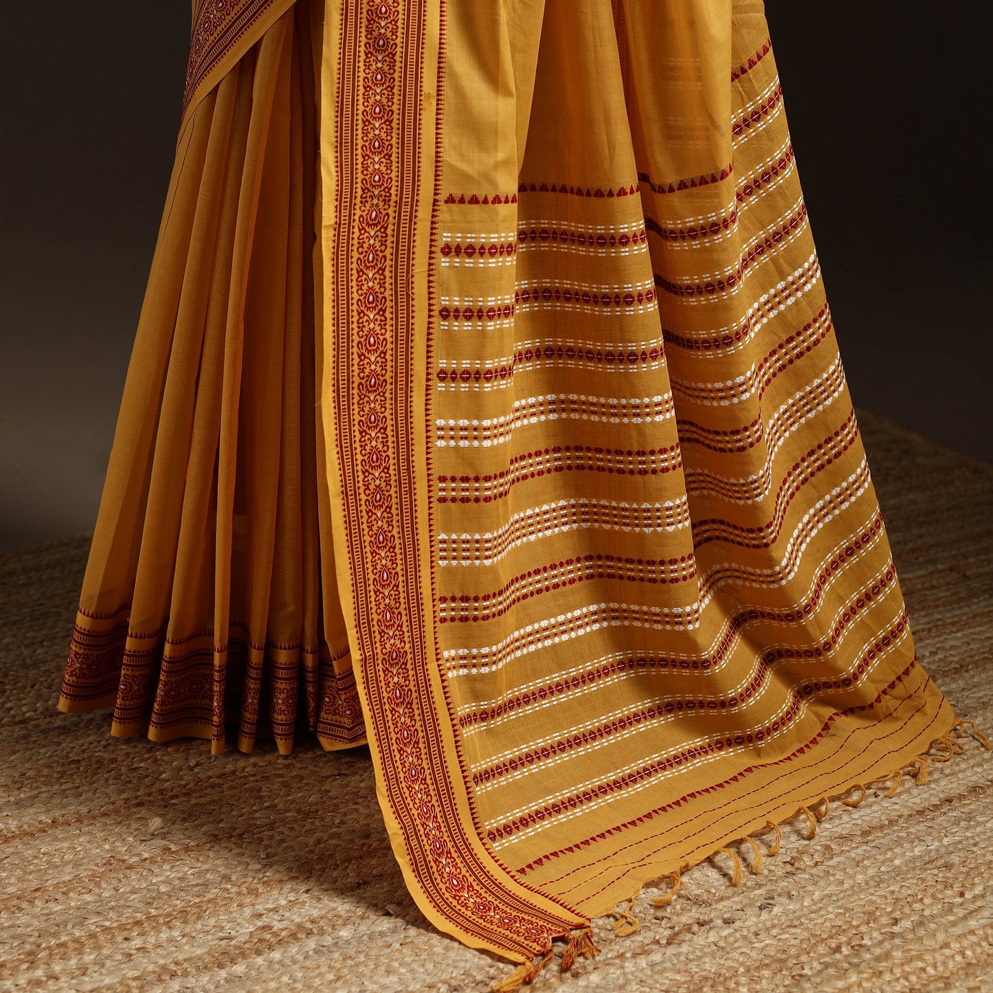 Yellow - bengal handwoven cotton begumpuri saree 15