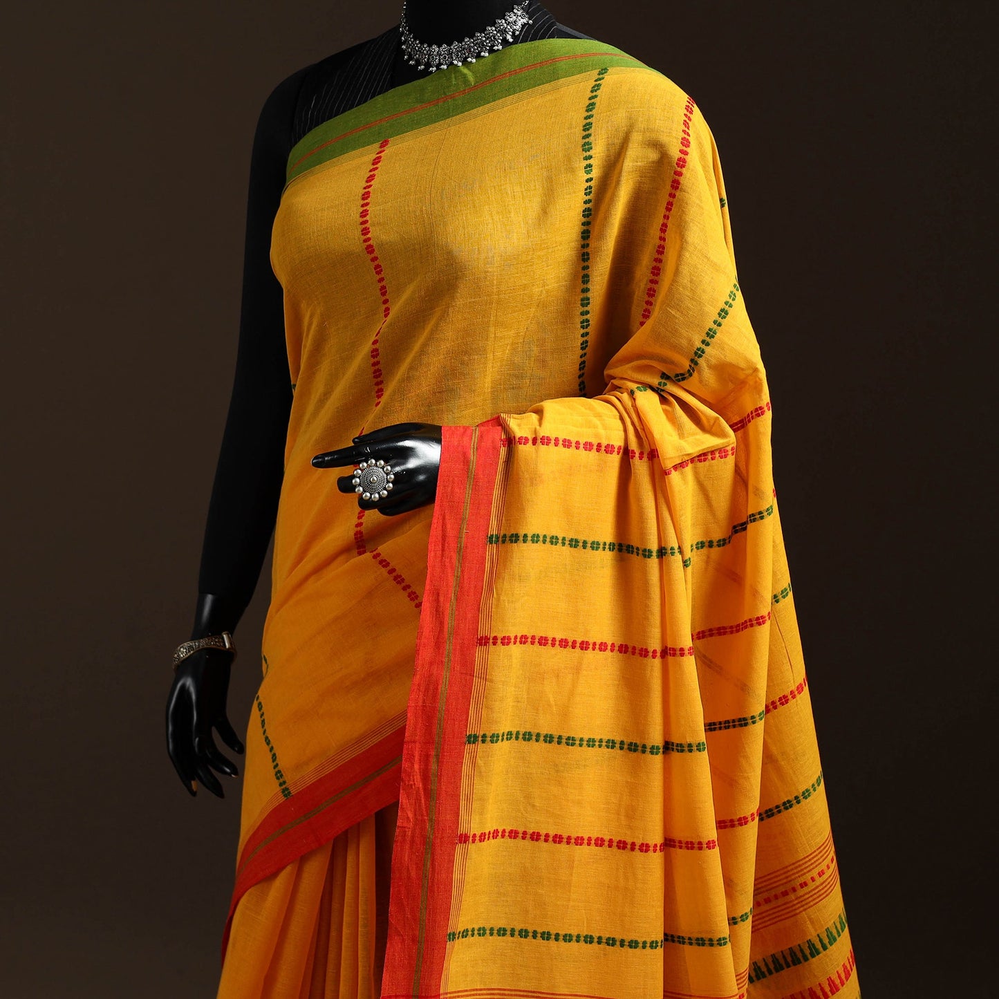 Yellow - bengal handwoven cotton begumpuri saree 34