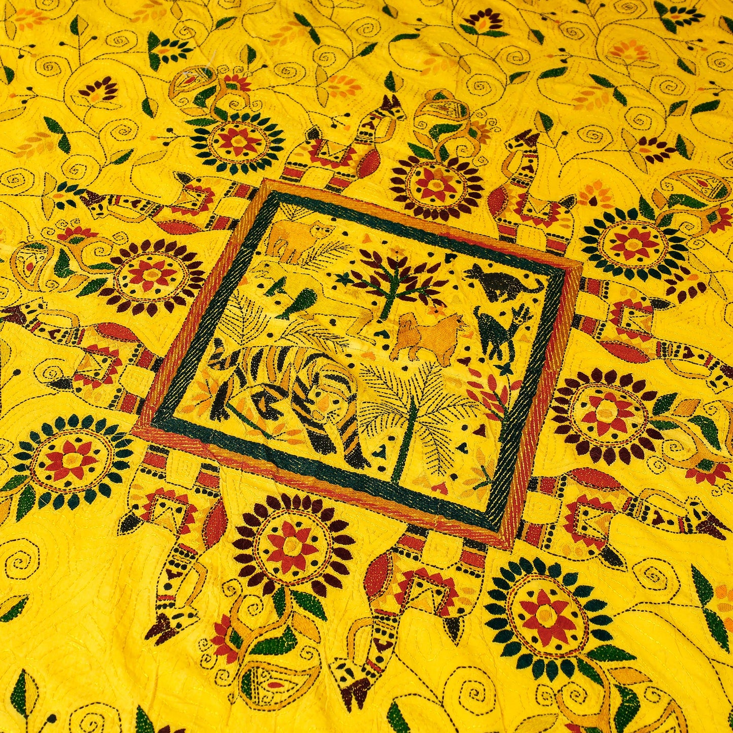 Buy Bengal Kantha Embroidered Cotton Single Bed Cover 01 Online at iTokri.com