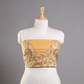 Yellow Hand Embroidered Kantha Work Blouse Piece 