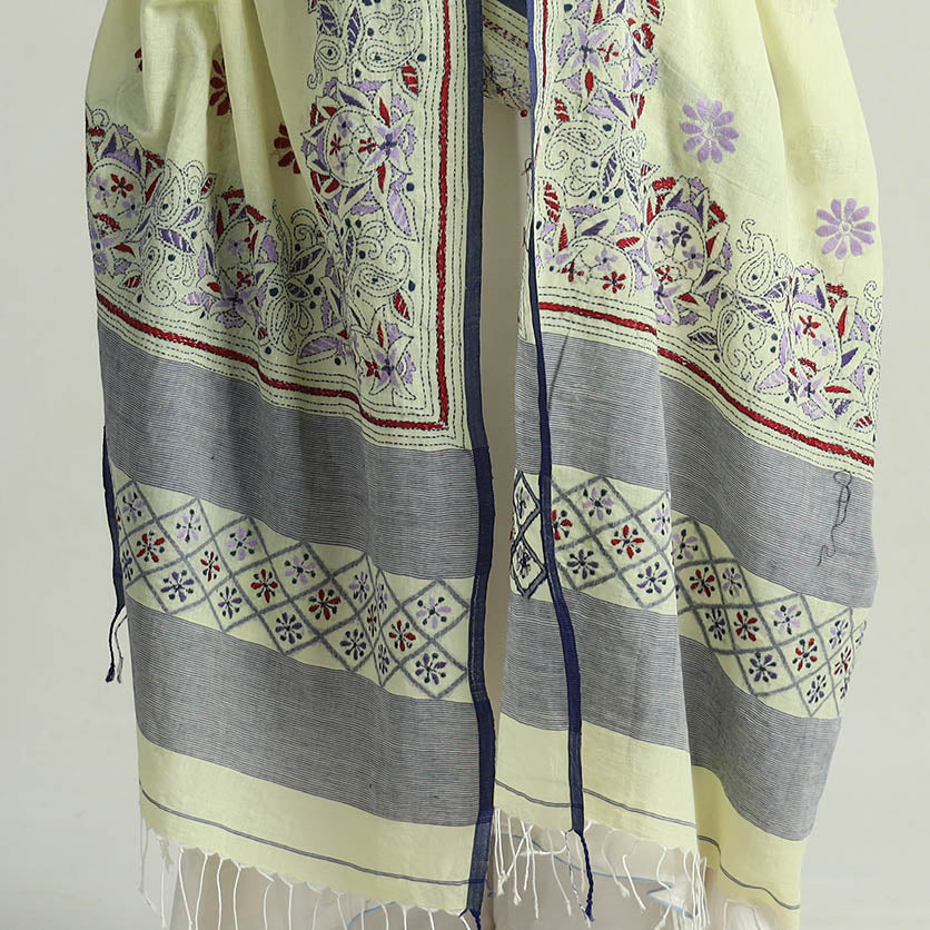  Bengal Kantha Embroidery Cotton Handloom Dupatta 107 