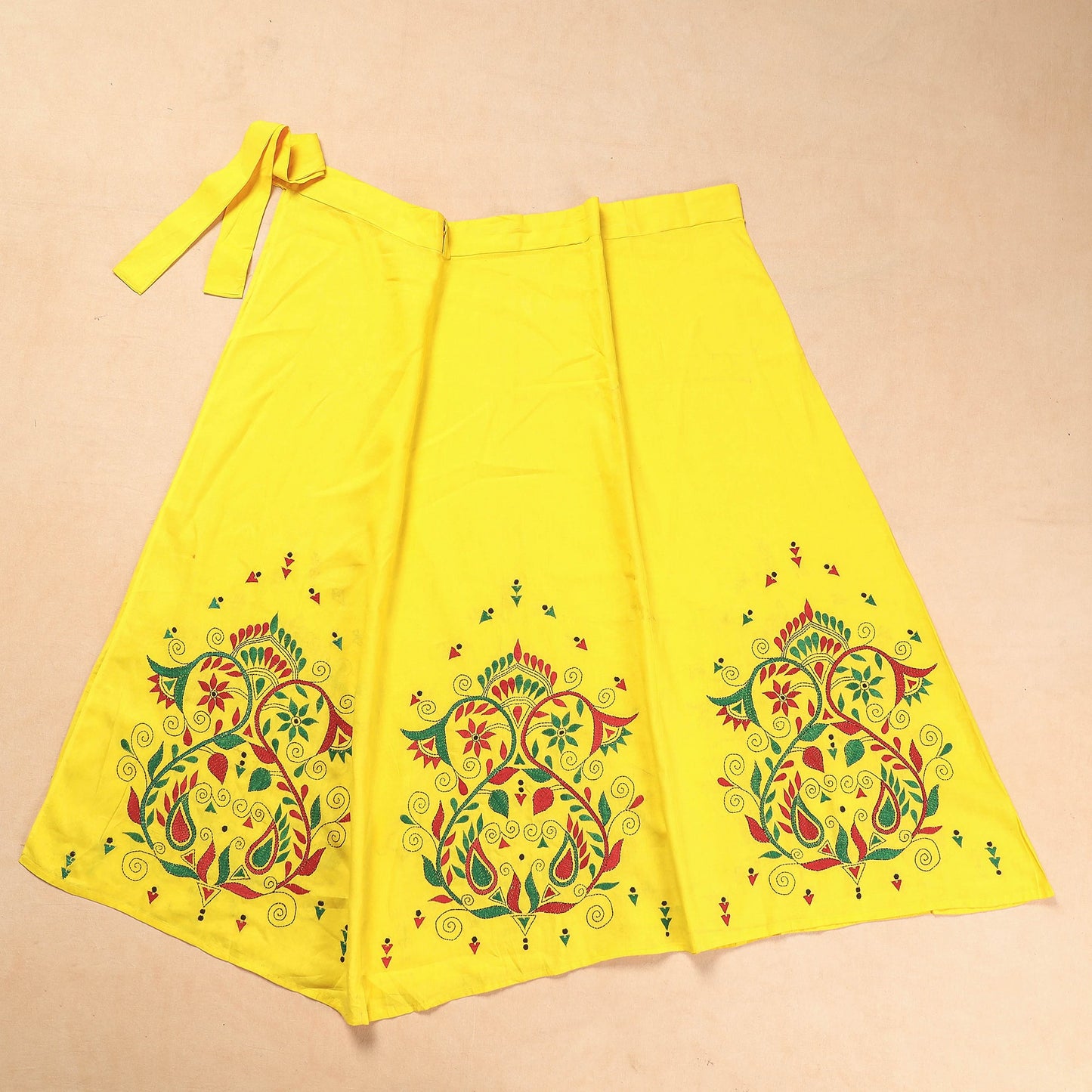  Bengal Kantha Embroidery Cotton Wrap Around Skirt 