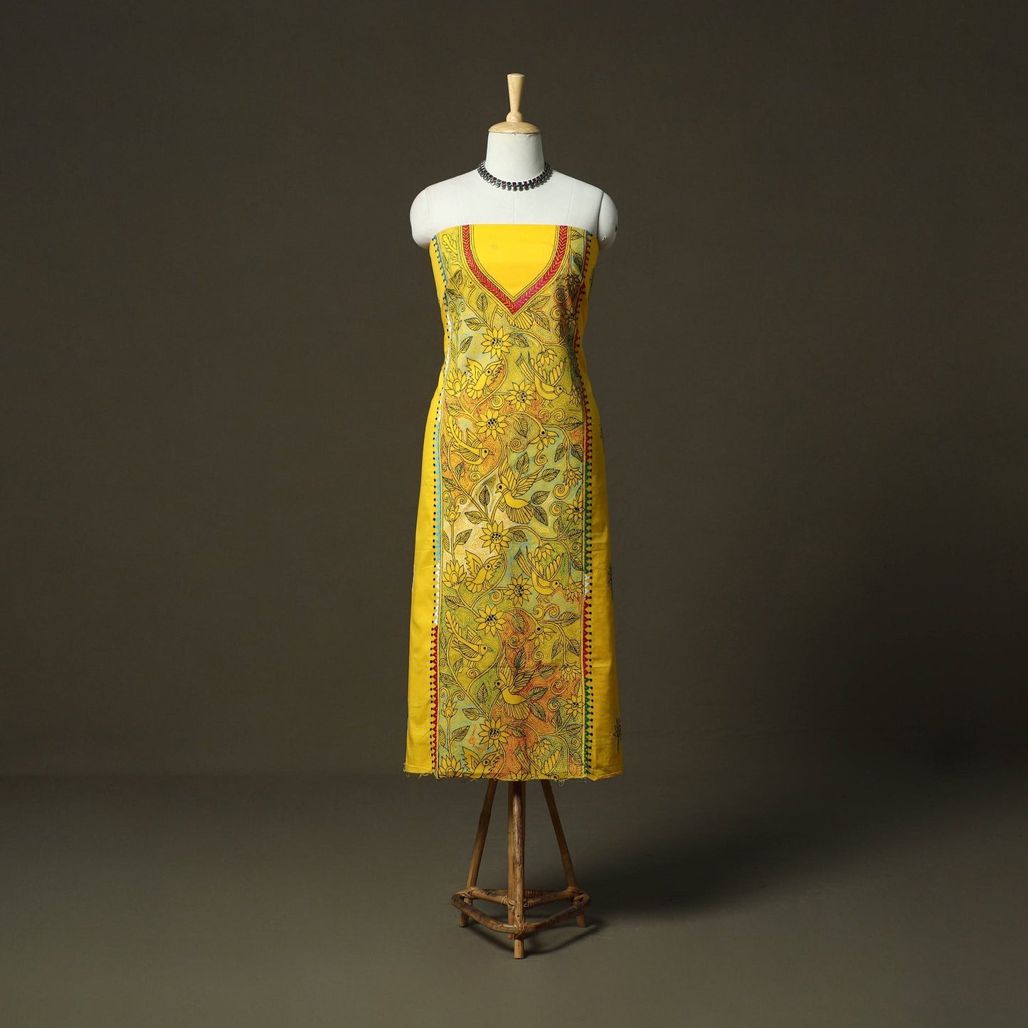 Bengal kantha hand embroidered cotton unstitched kurta