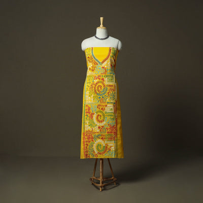 Bengal kantha hand embroidered cotton unstitched kurta