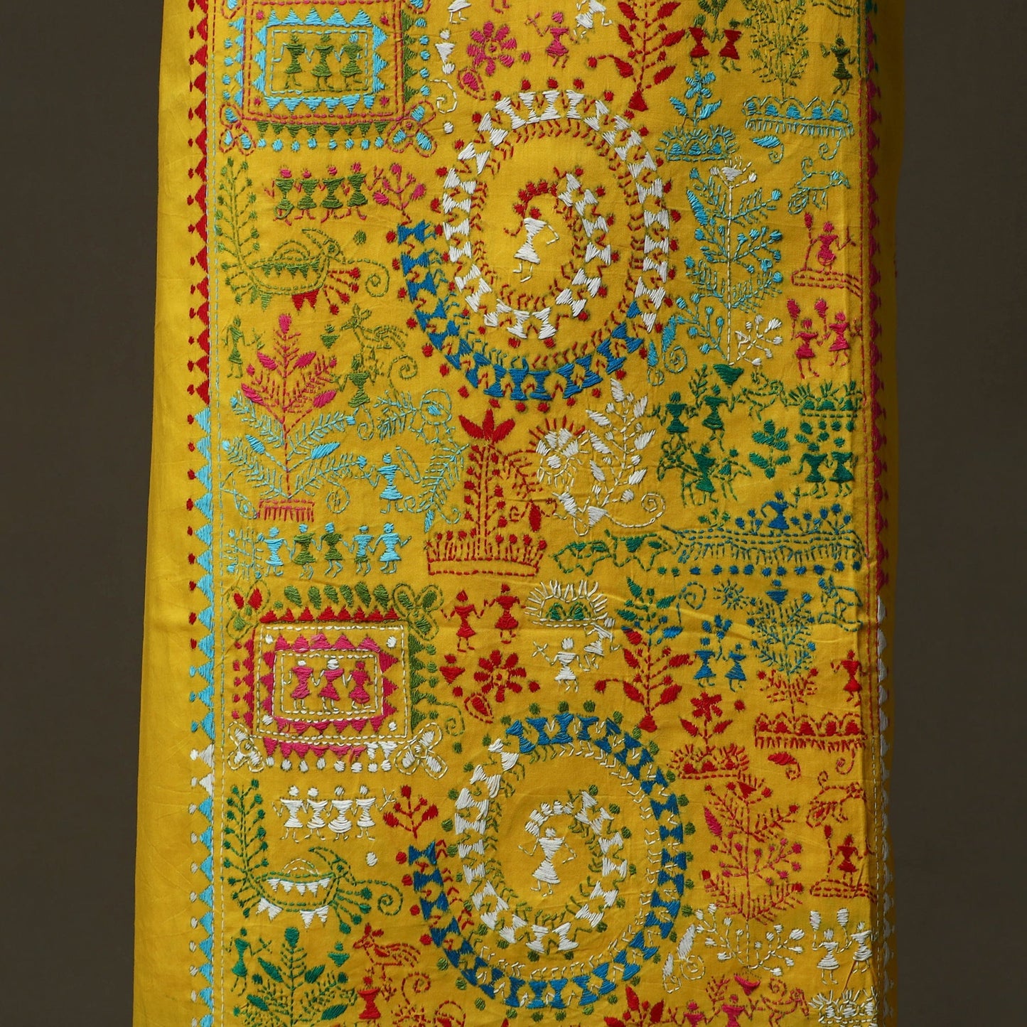 Bengal kantha hand embroidered cotton unstitched kurta