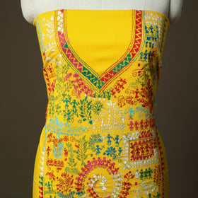 Bengal kantha hand embroidered cotton unstitched kurta