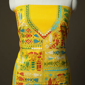 Bengal kantha hand embroidered cotton unstitched kurta