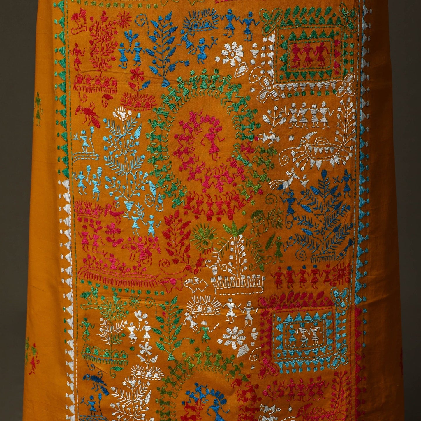 Bengal kantha hand embroidered cotton unstitched kurta