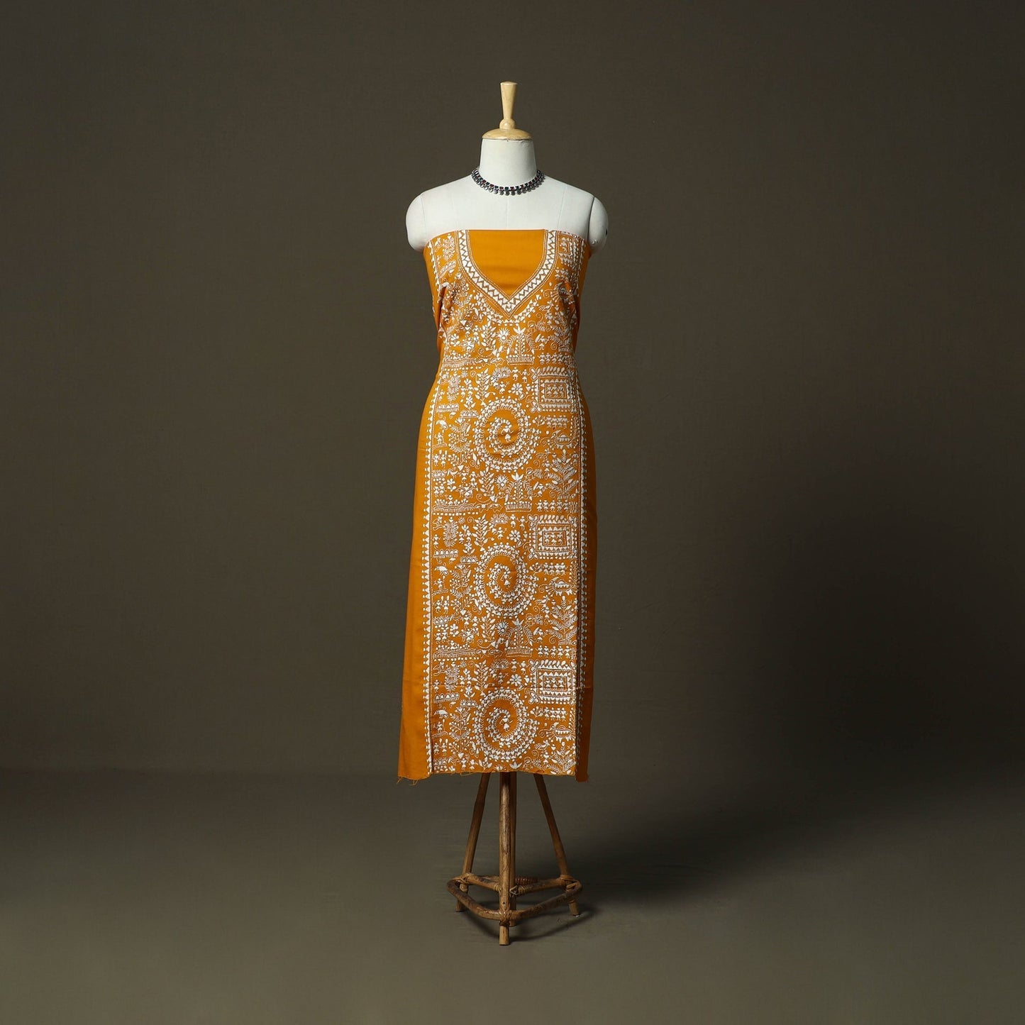 Bengal kantha hand embroidered cotton unstitched kurta