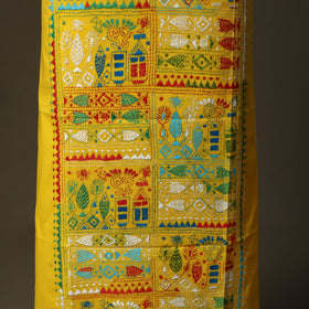 Bengal kantha hand embroidered cotton unstitched kurta