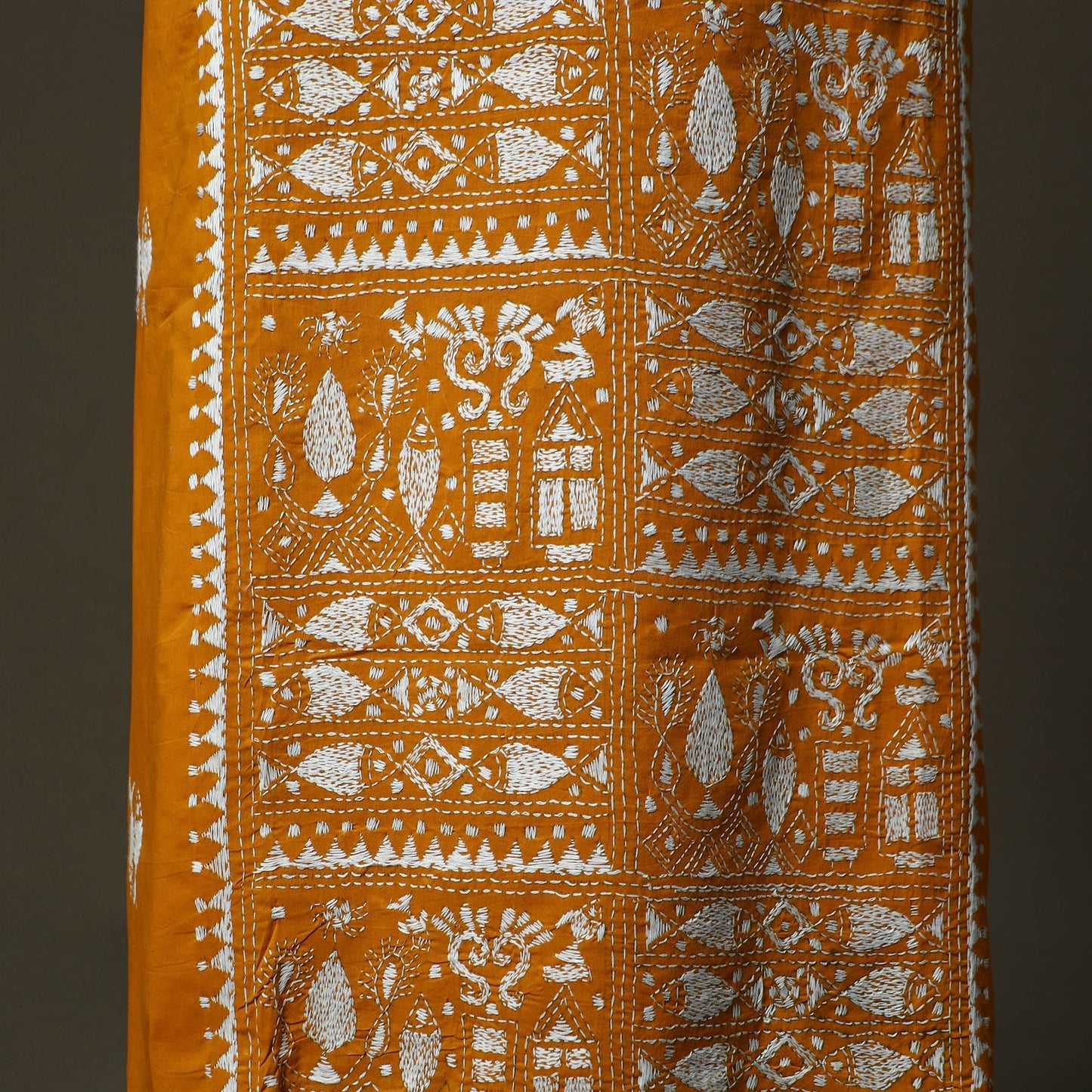 Bengal kantha hand embroidered cotton unstitched kurta