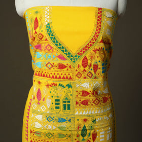 Bengal kantha hand embroidered cotton unstitched kurta