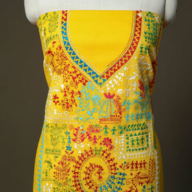 Bengal kantha hand embroidered cotton unstitched kurta