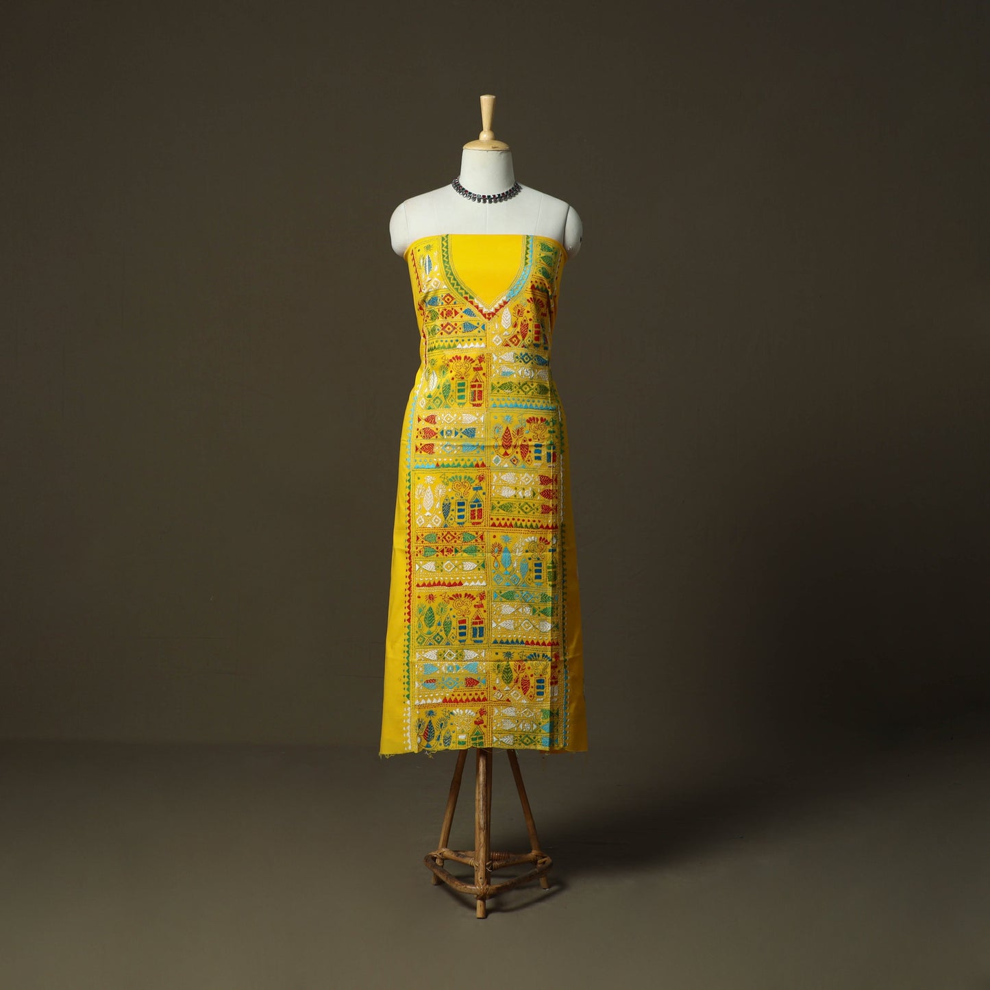 Bengal kantha hand embroidered cotton unstitched kurta