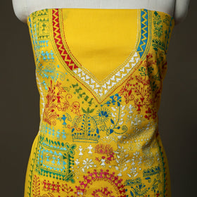 Bengal kantha hand embroidered cotton unstitched kurta