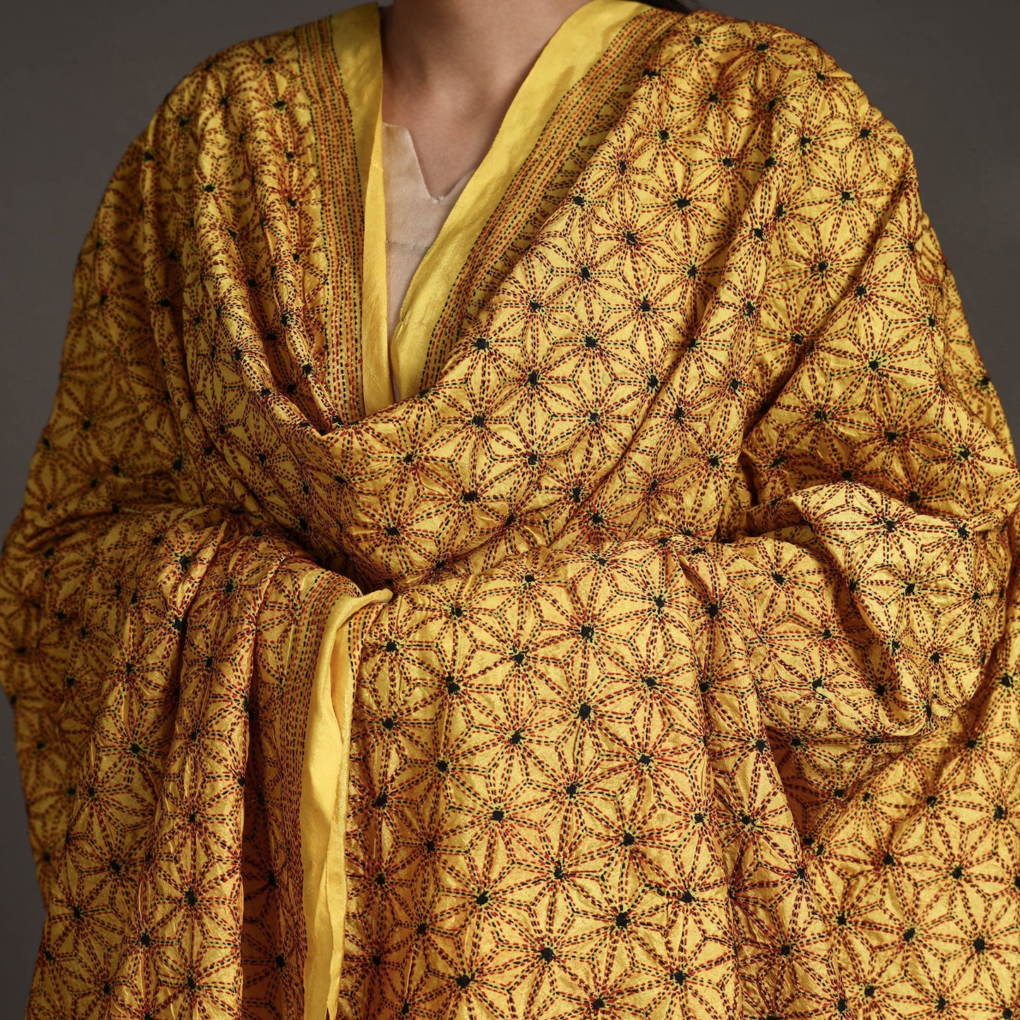 Kantha Embroidery Silk Dupatta 