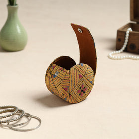 Yellow Bengal Kantha Work Handcrafted Bangle Box (Small)