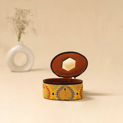 Bengal kantha work handcrafted oval jewellery box