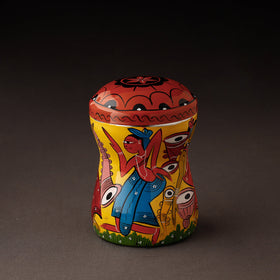 Multicolor Bengal Patua Handpainted Stainless Steel Multi Utility Canister