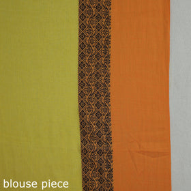 Yellow - bengal woven border handloom pure cotton saree 53