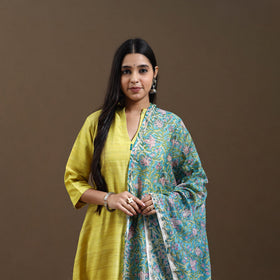  Yellow Bhagalpuri Handloom Desi Tussar Silk Kurta Set