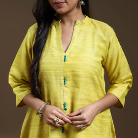  Yellow Bhagalpuri Handloom Desi Tussar Silk Kurta Set